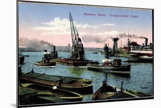 Hamburg Mitte, Transportabler Kran Im Hafen, Dampfer Expedient-null-Mounted Giclee Print