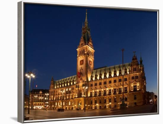 Hamburg, Panorama, City Hall Market, in the Evening-Catharina Lux-Framed Photographic Print