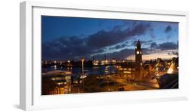 Hamburg, Panorama, Landing Stages, in the Evening-Catharina Lux-Framed Photographic Print