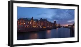 Hamburg, Panorama, Speicherstadt (City of Warehouses), in the Evening-Catharina Lux-Framed Photographic Print