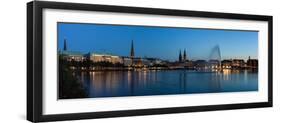 Hamburg, Panorama, the Inner Alster, Dusk-Catharina Lux-Framed Photographic Print