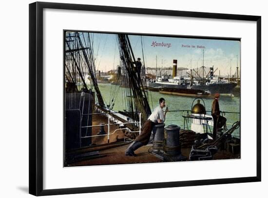 Hamburg, Partie Am Hafen, Arbeiter an Deck-null-Framed Giclee Print