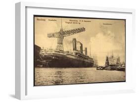 Hamburg, Rosshafen, Riesenkran, Dampfer Imperator-null-Framed Giclee Print