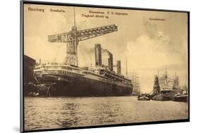 Hamburg, Rosshafen, Riesenkran, Dampfer Imperator-null-Mounted Giclee Print