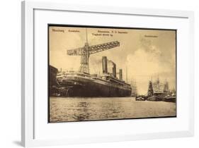 Hamburg, Rosshafen, Riesenkran, Dampfer Imperator-null-Framed Giclee Print
