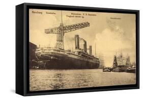 Hamburg, Rosshafen, Riesenkran, Dampfer Imperator-null-Framed Stretched Canvas