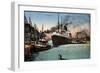 Hamburg, Schnelldampfer Deutschland Im Hafen, Hapag-null-Framed Giclee Print