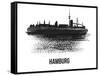 Hamburg Skyline Brush Stroke - Black II-NaxArt-Framed Stretched Canvas