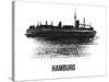 Hamburg Skyline Brush Stroke - Black II-NaxArt-Stretched Canvas