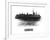 Hamburg Skyline Brush Stroke - Black II-NaxArt-Framed Art Print