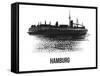 Hamburg Skyline Brush Stroke - Black II-NaxArt-Framed Stretched Canvas