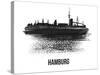 Hamburg Skyline Brush Stroke - Black II-NaxArt-Stretched Canvas