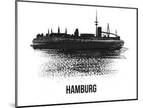 Hamburg Skyline Brush Stroke - Black II-NaxArt-Mounted Art Print