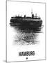 Hamburg Skyline Brush Stroke - Black-NaxArt-Mounted Art Print