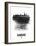 Hamburg Skyline Brush Stroke - Black-NaxArt-Framed Art Print