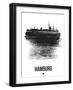 Hamburg Skyline Brush Stroke - Black-NaxArt-Framed Art Print