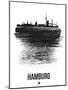 Hamburg Skyline Brush Stroke - Black-NaxArt-Mounted Art Print