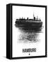 Hamburg Skyline Brush Stroke - Black-NaxArt-Framed Stretched Canvas