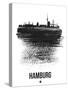 Hamburg Skyline Brush Stroke - Black-NaxArt-Stretched Canvas