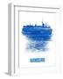 Hamburg Skyline Brush Stroke - Blue-NaxArt-Framed Art Print