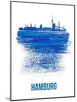 Hamburg Skyline Brush Stroke - Blue-NaxArt-Mounted Art Print