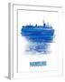 Hamburg Skyline Brush Stroke - Blue-NaxArt-Framed Art Print