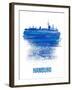 Hamburg Skyline Brush Stroke - Blue-NaxArt-Framed Art Print