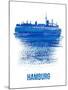 Hamburg Skyline Brush Stroke - Blue-NaxArt-Mounted Art Print