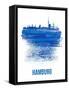 Hamburg Skyline Brush Stroke - Blue-NaxArt-Framed Stretched Canvas