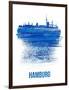 Hamburg Skyline Brush Stroke - Blue-NaxArt-Framed Art Print