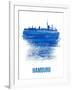 Hamburg Skyline Brush Stroke - Blue-NaxArt-Framed Art Print