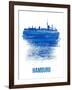 Hamburg Skyline Brush Stroke - Blue-NaxArt-Framed Art Print