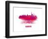 Hamburg Skyline Brush Stroke - Red-NaxArt-Framed Art Print