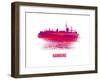 Hamburg Skyline Brush Stroke - Red-NaxArt-Framed Art Print