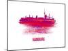 Hamburg Skyline Brush Stroke - Red-NaxArt-Mounted Art Print