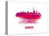 Hamburg Skyline Brush Stroke - Red-NaxArt-Stretched Canvas