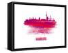 Hamburg Skyline Brush Stroke - Red-NaxArt-Framed Stretched Canvas