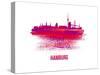 Hamburg Skyline Brush Stroke - Red-NaxArt-Stretched Canvas