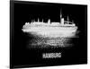 Hamburg Skyline Brush Stroke - White-NaxArt-Framed Art Print