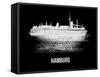 Hamburg Skyline Brush Stroke - White-NaxArt-Framed Stretched Canvas