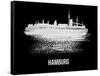 Hamburg Skyline Brush Stroke - White-NaxArt-Framed Stretched Canvas