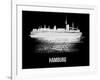 Hamburg Skyline Brush Stroke - White-NaxArt-Framed Art Print
