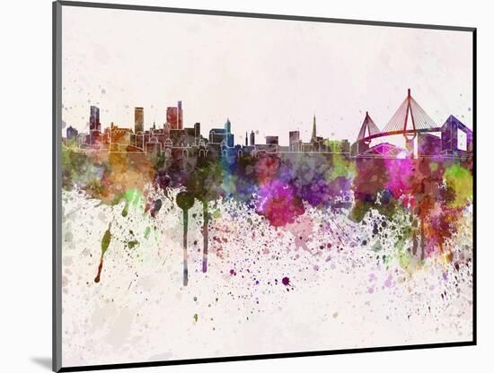 Hamburg Skyline in Watercolor Background-paulrommer-Mounted Art Print