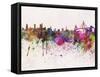 Hamburg Skyline in Watercolor Background-paulrommer-Framed Stretched Canvas