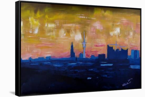 Hamburg Skyline with Elbe Philharmonic Hall-Markus Bleichner-Framed Stretched Canvas