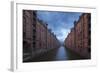 Hamburg, Speicherstadt, Brooksfleet, Evening Mood-Catharina Lux-Framed Photographic Print