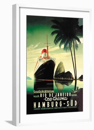 Hamburg to Rio de Janeiro on the Cap Arcona Steamship-null-Framed Art Print