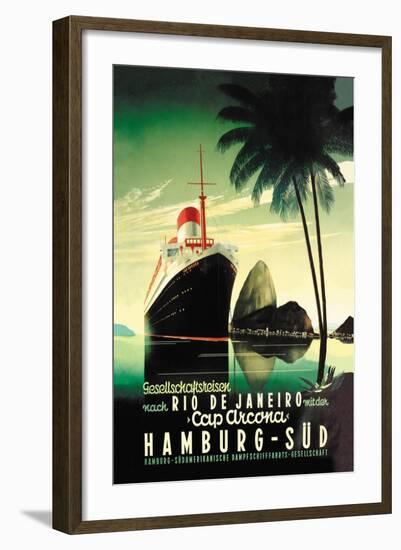 Hamburg to Rio de Janeiro on the Cap Arcona Steamship-null-Framed Art Print