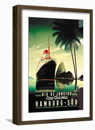 Hamburg to Rio de Janeiro on the Cap Arcona Steamship-null-Framed Art Print