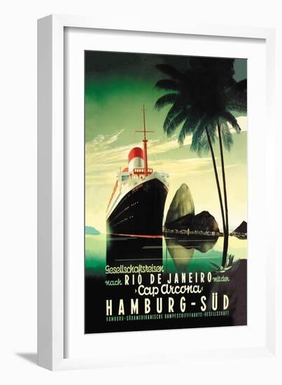 Hamburg to Rio de Janeiro on the Cap Arcona Steamship-null-Framed Art Print